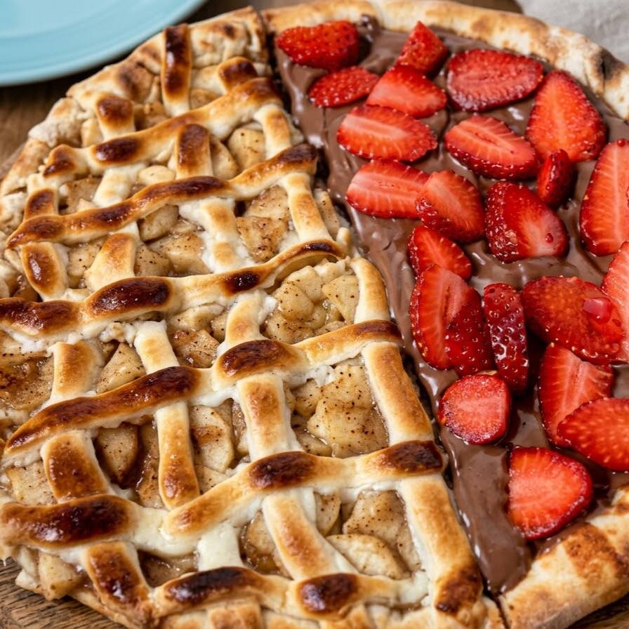 Pizza - 1/2 Banana Nevada + 1/2 Brigadeiro com Morango