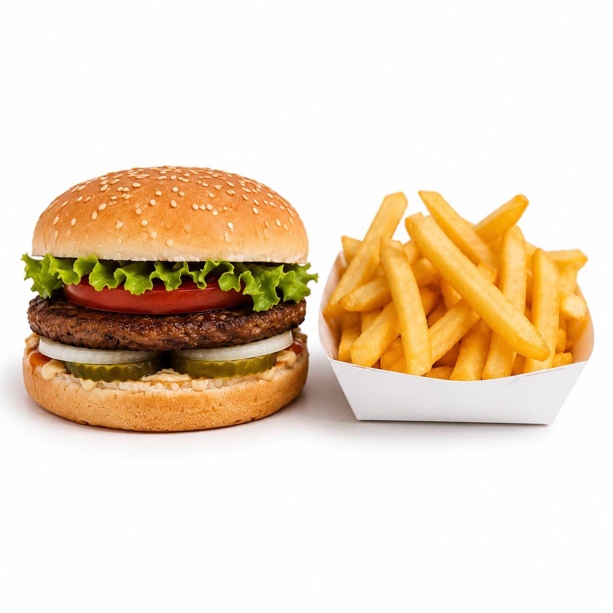 Hamburguesa Sencilla y Papas Fritas
