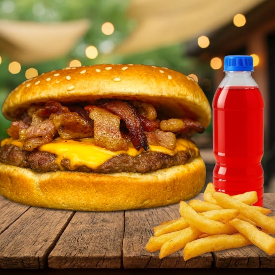 Combo Cheeseburger Con Tocino 🍔+🍟+🥤