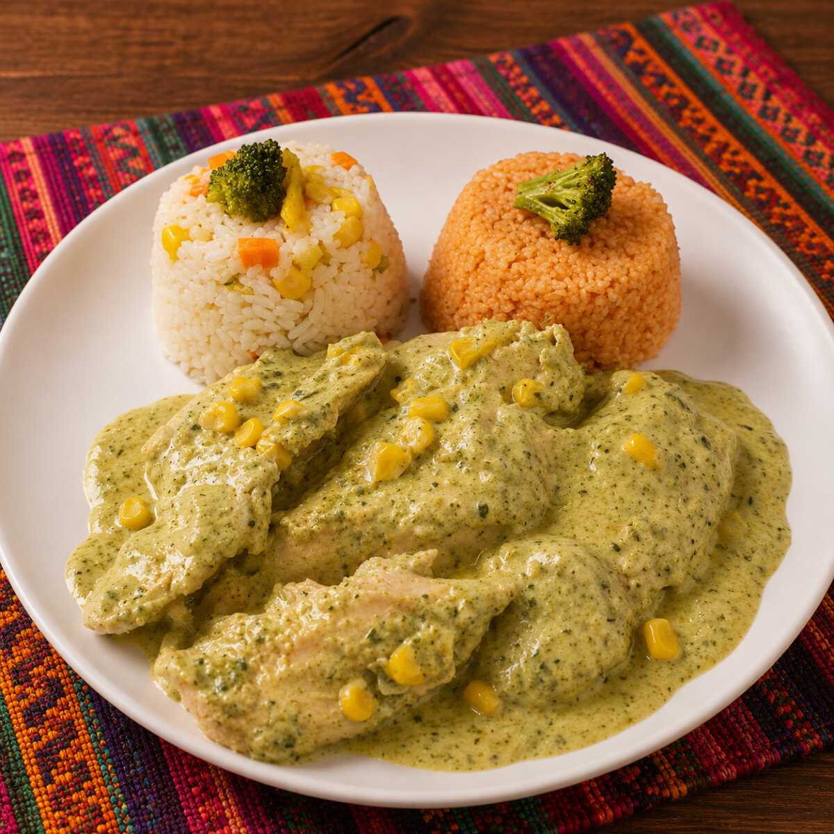 Pechuga de Pollo Poblana con Elote