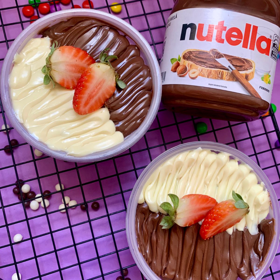açai cremoso sem cristais de gelo,leite em pó,avelã,creme de ninho