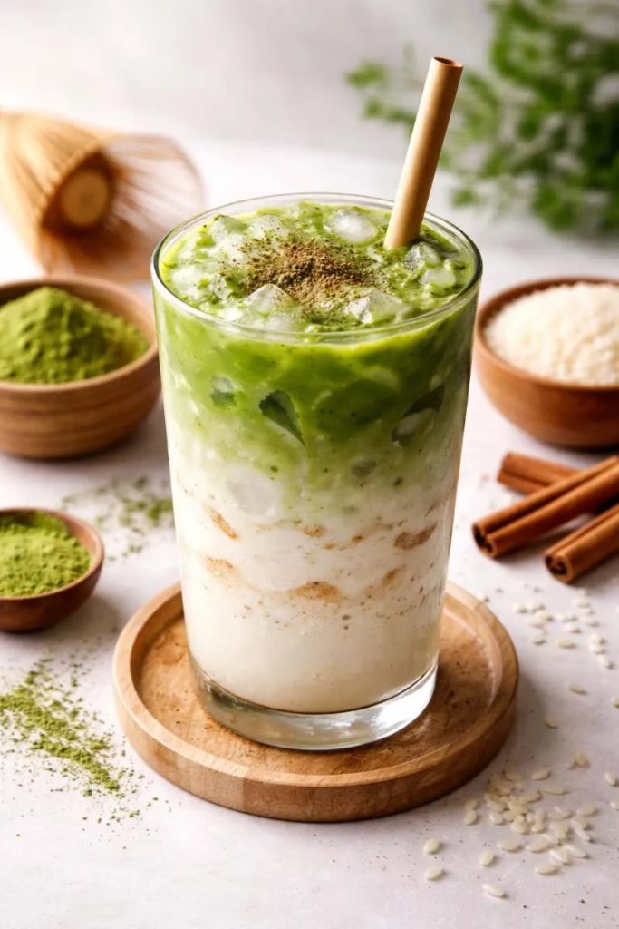 Matcha-horchata helado