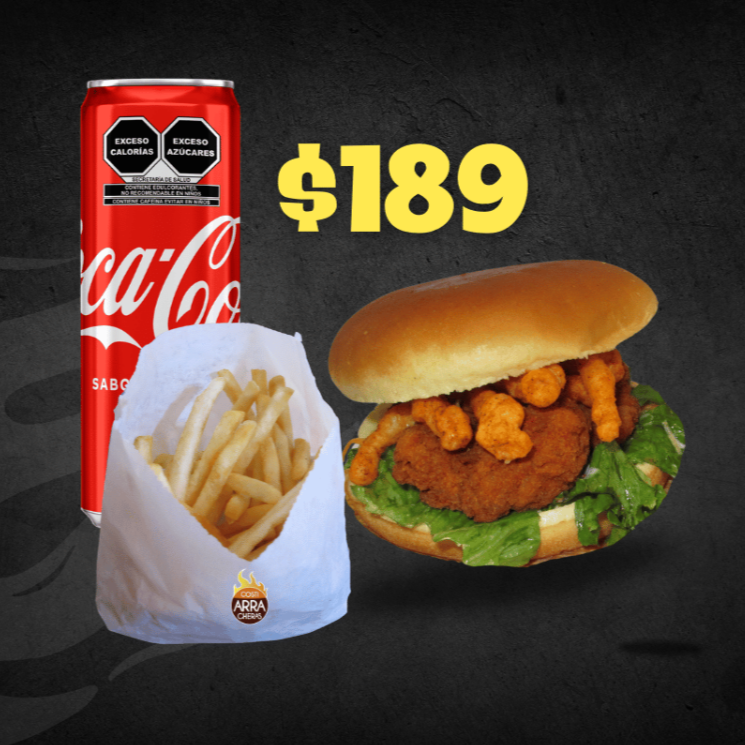 Buguer de Bonelees con Chetos Papas y Refresco