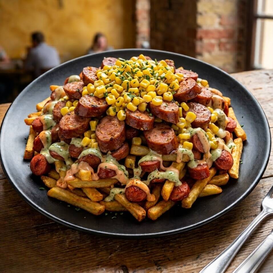 Salchipapa Chorizo Maíz (1-2 Personas)