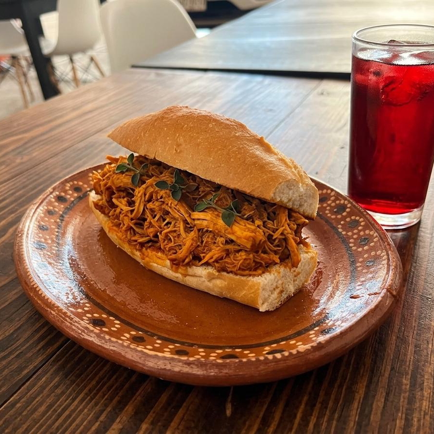 Torta de Cochinita y Agua 1/2 L