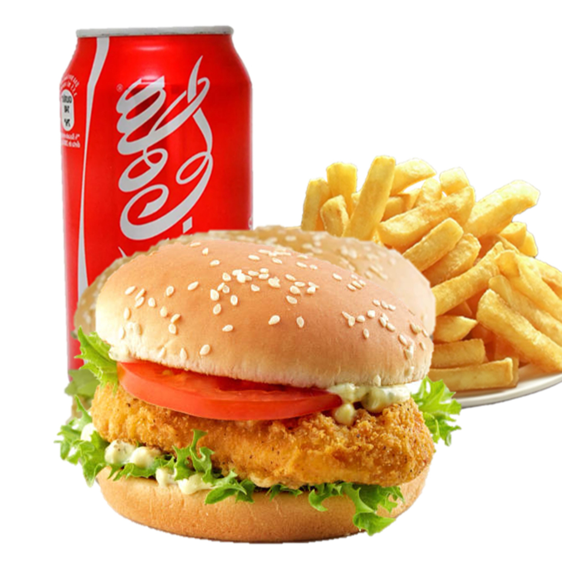 Hamburguesa Crispy Chicken con Papas mas Soda