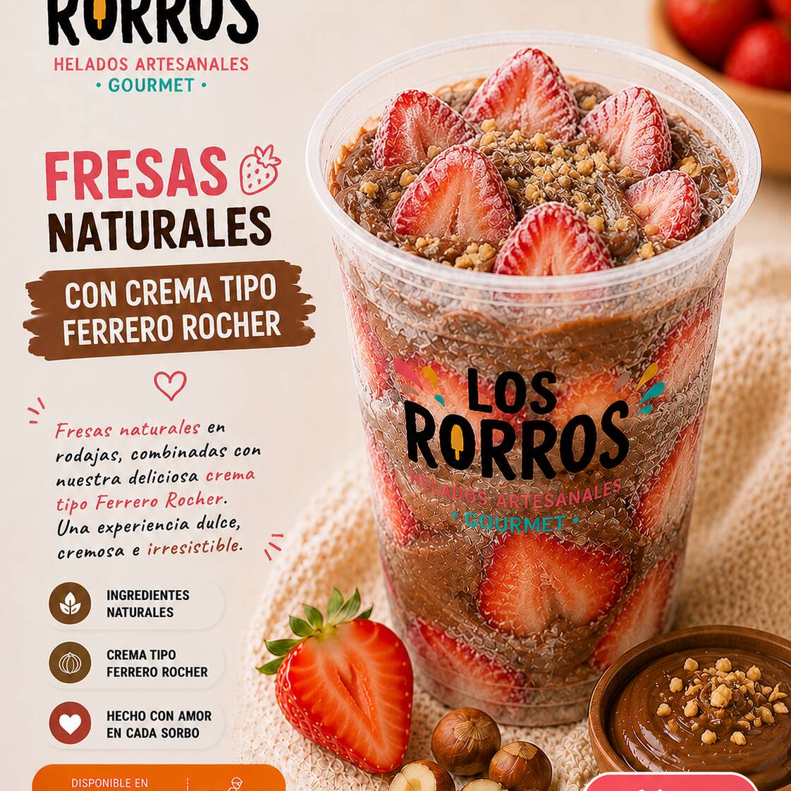 FRESAS CON CREMA TIPO FERRERO ROCHER CONGELADAS