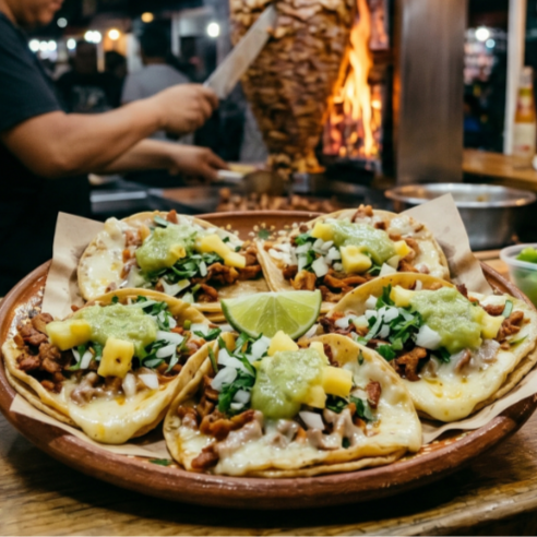 Órdenes de Pastor con Queso 5 Tacos