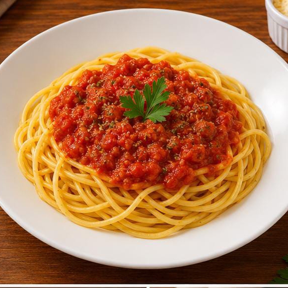 Spaguete ao Molho Sugo
Massa artesanal servida na marmita M (aprox. 500g), acompanhada de um delicioso molho sugo preparado com tomates selecionados e temperos especiais.