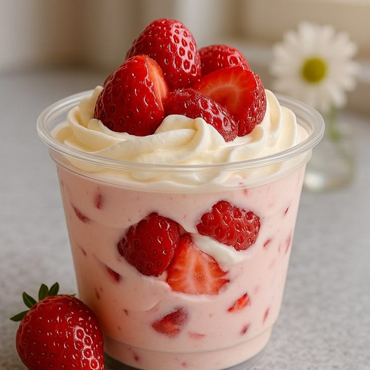 Fresas con Crema Vaso Chico 9 Oz