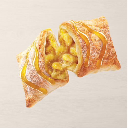 Folhado crocante recheado com banana e mel de laranjeira. Doce na medida certa!