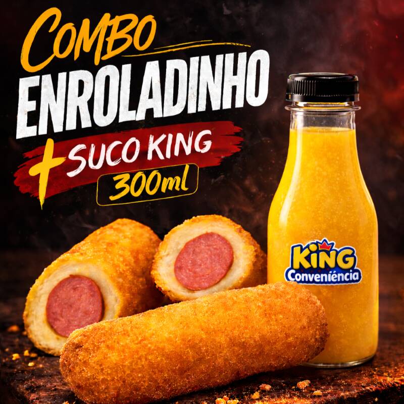 Enroladinho de salsicha + suco de manga 300ml
