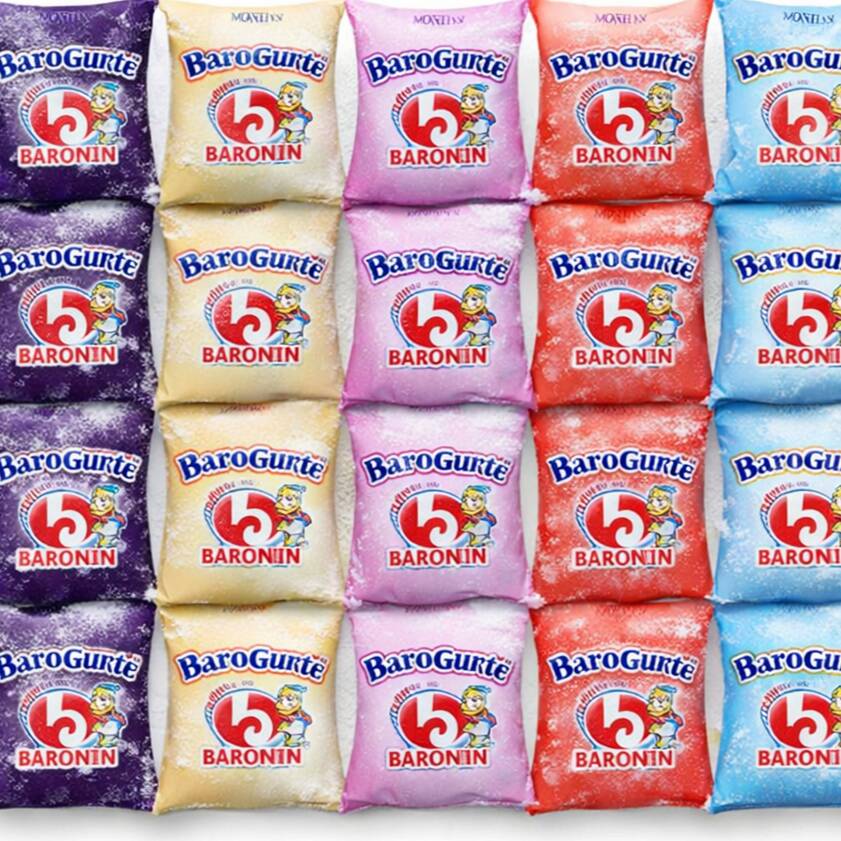 10 unidades de Barogurt, sorvete de iogurte cremoso no saquinho nos sabores: Açaí, morango, coco, leite condensado, uva e maracujá, refrescante e delicioso. Ideal para festas, eventos, escolas ou para garantir diversão e economia pra todo mundo!