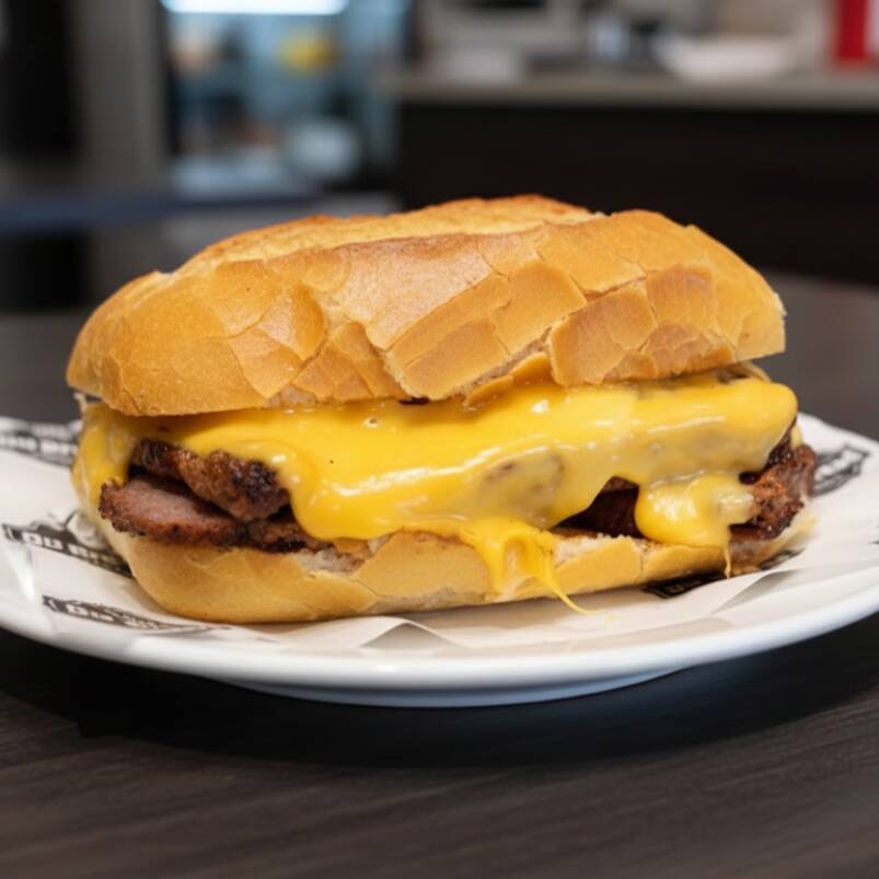 Pão francês, churrasco e queijo