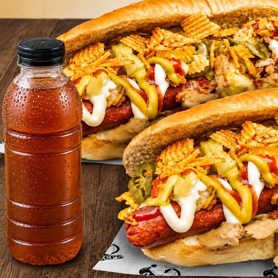 2 Hot Dogs Jumbo de Pavo + 1 Té de Litro