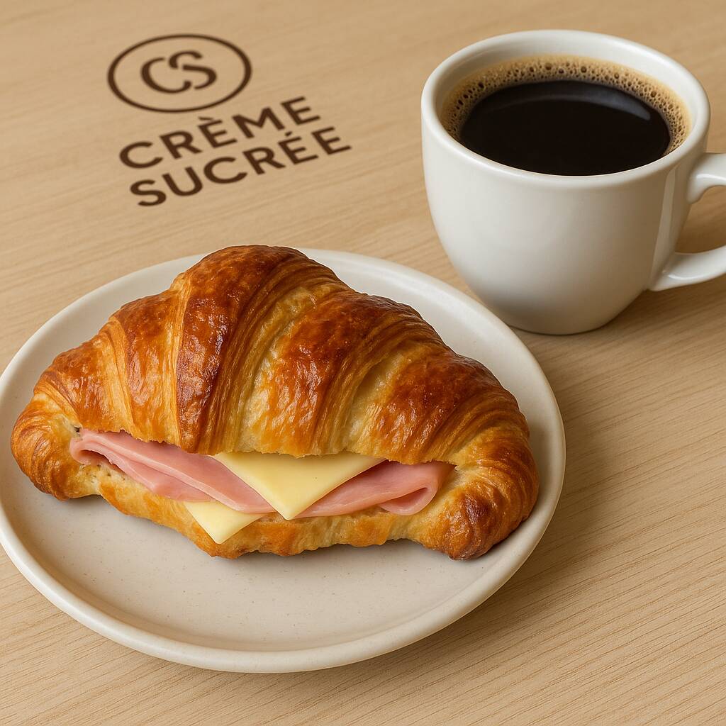 Cuernito de Jamón y Queso con un deliciosos Café