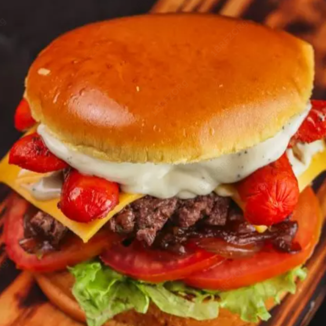 Apresentamos a 'Tripa Seca Doog', um prato da linha premium da vila, que exala sofisticação e sabor. No seu coração, um pão bola crocante abriga uma carne artesanal 100% selecionada, coberta por uma camada de queijo cheddar derretido inconfundível. Acrescentamos à essa combinação uma salsicha assada ao ponto, trazendo um toque defumado. A frescura fica por conta do alface crocante e do tomate suculento. A cebola, cuidadosamente caramelizada ao molho shoyo, adiciona uma doçura equilibrada. E, para finalizar, nossa deliciosa maionese artesanal cremosa, que confere umidade e sabor inigualável a cada mordida. Uma verdadeira experiência gastronômica!