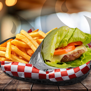 D'light Burger con Queso + Papas chicas gratis