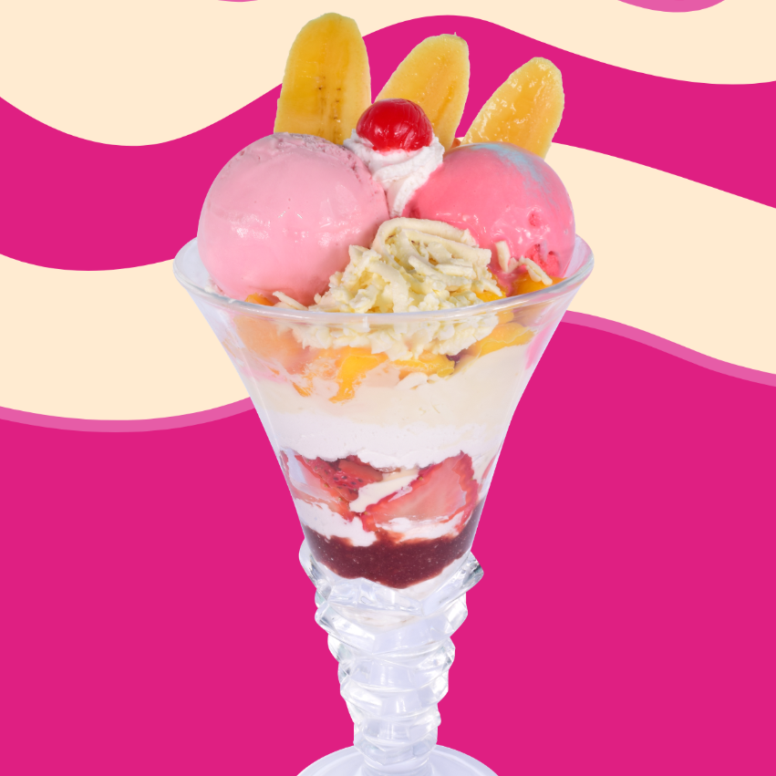 Vaso Queso con Fruta con Dos Bolas de Helado 22 Oz