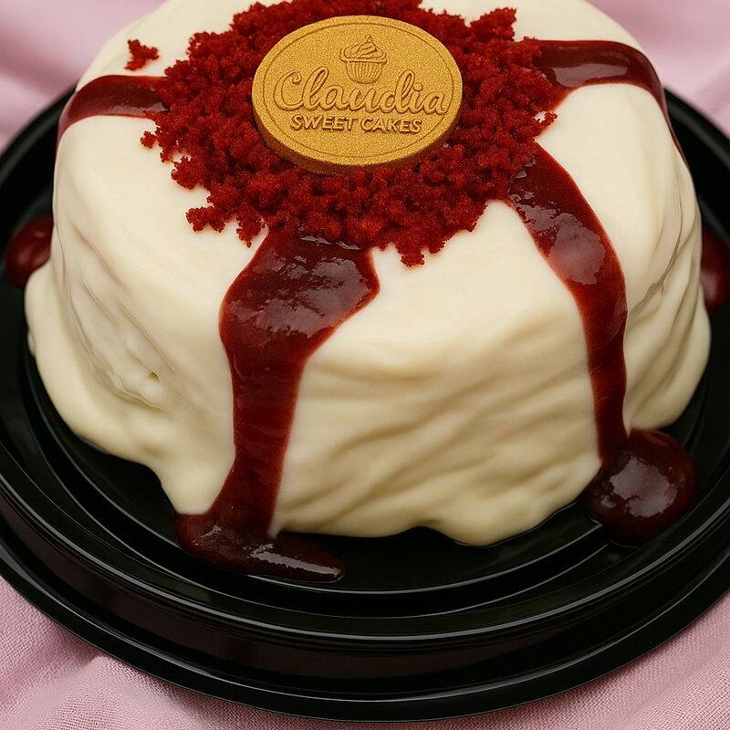 Massa vermelha com recheio de cream cheese e geléia de frutas vermelhas. Aprox: 800g.