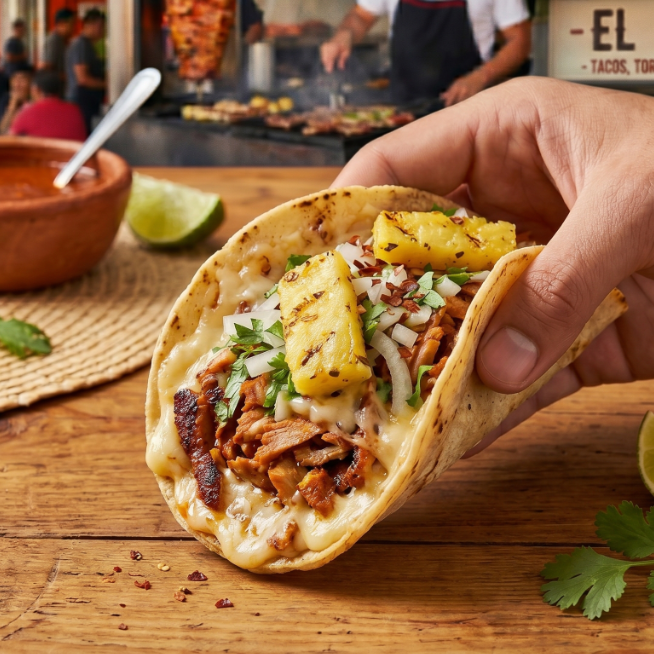 Taco Pastor con Queso