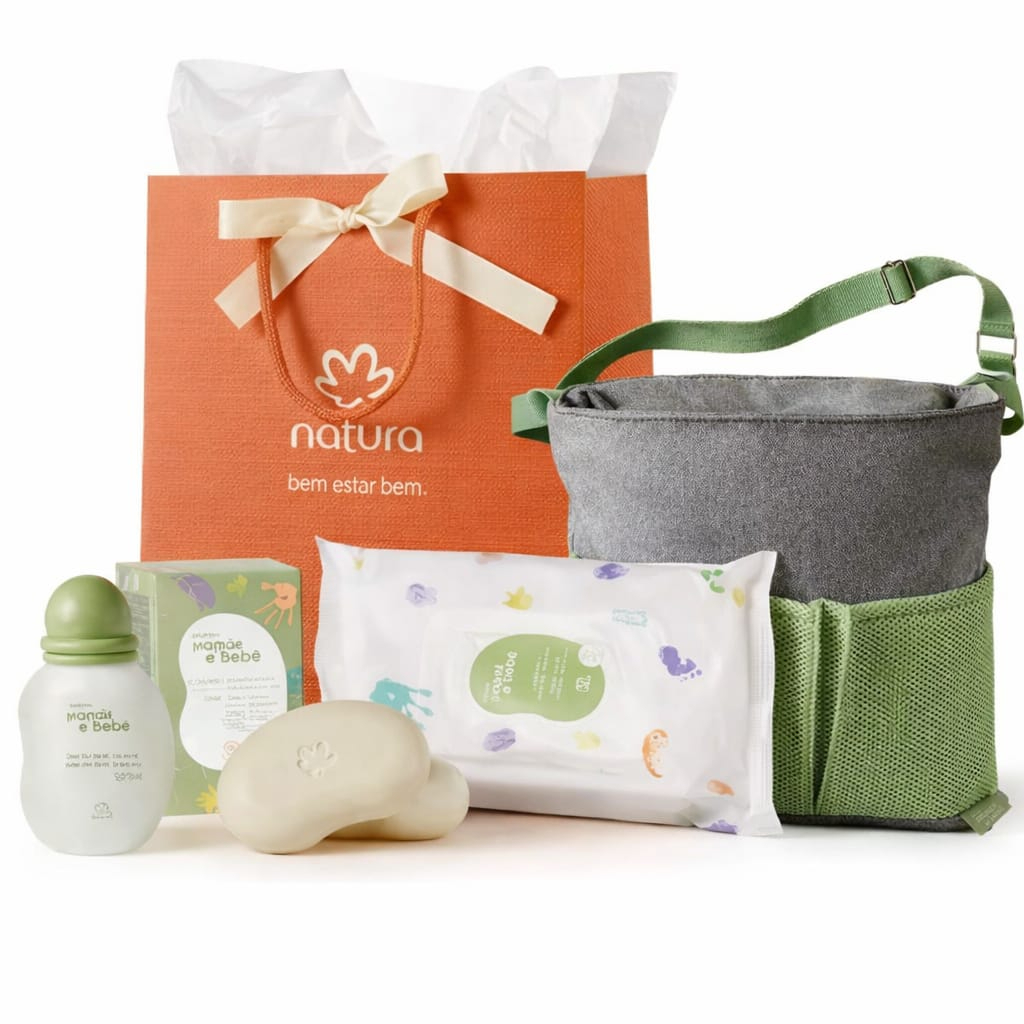 Colônia 100ml, cx 2 sabonetes 100g cada, pacote de lencinho ( 16 unidades ), Bolsa Organizadora para passeio