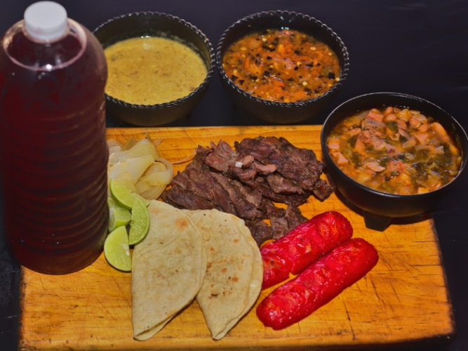 Arrachera Ind. + Litro de Agua + Postre