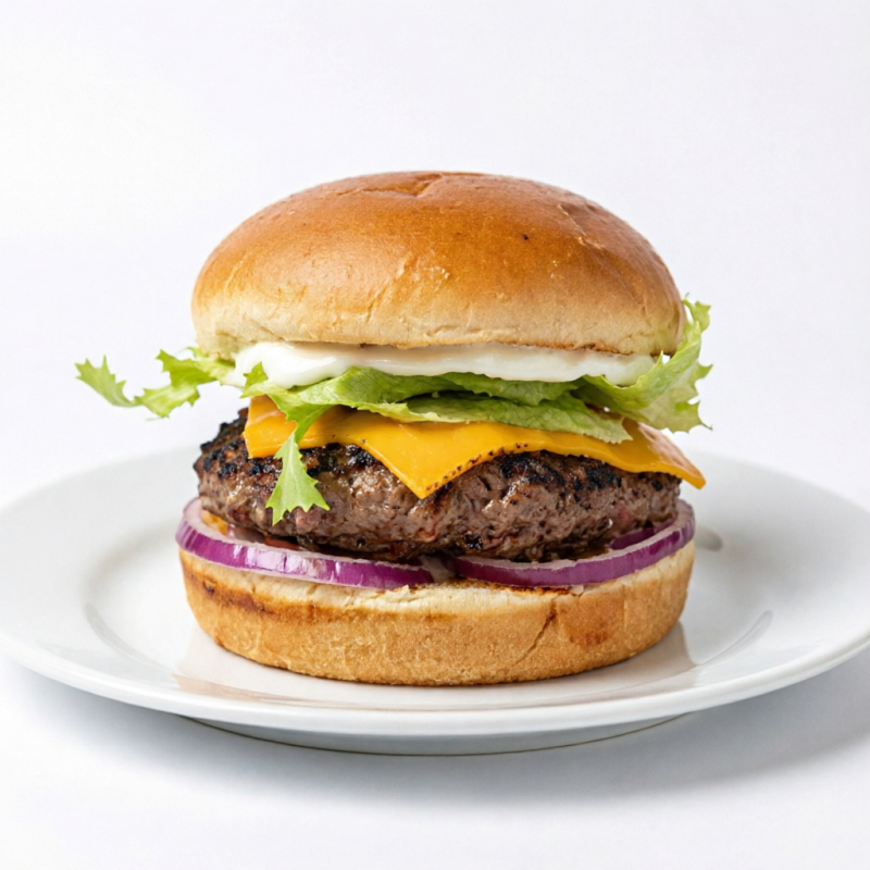 Pão de brioche, molho grill, burguer 120g, cheddar fatiado, alface americana e cebola roxa...