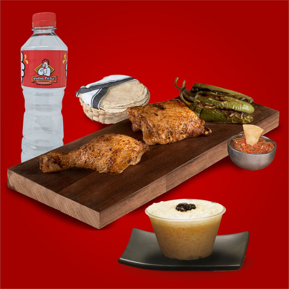 Combo Ind 2 (1/4 Pollo + 1 Agua 500ml + 1 Postre)