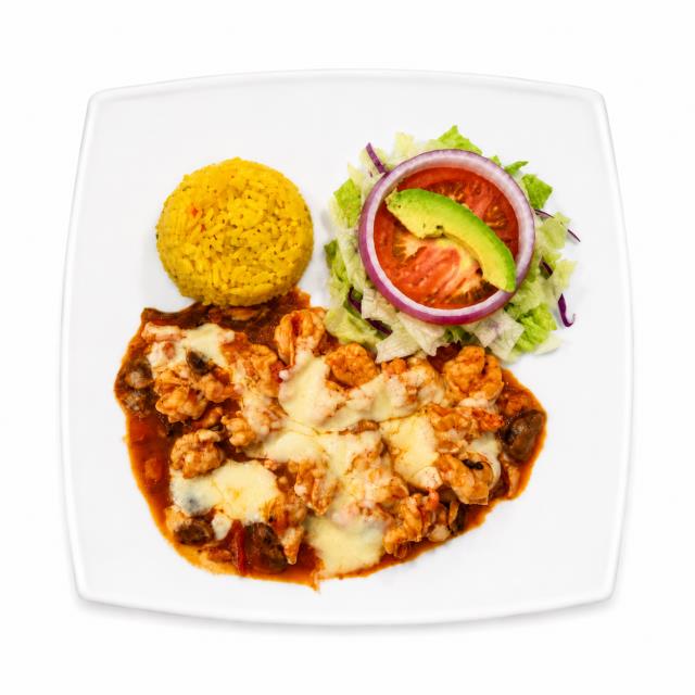 Camarones Gratinados con Champiñones