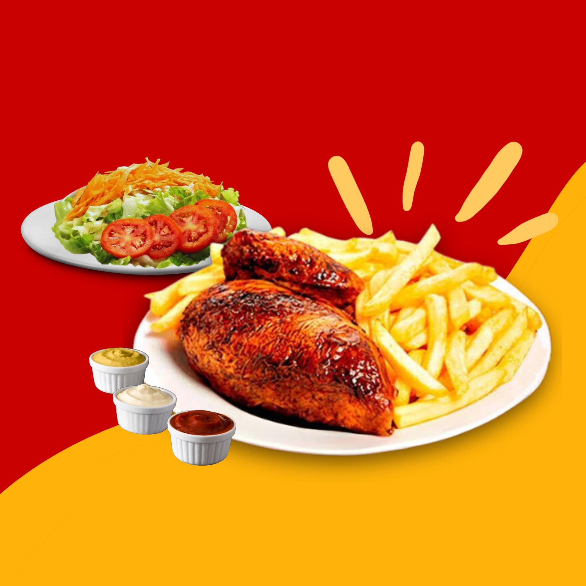 1/4 Pollo +Papas +Ensalada