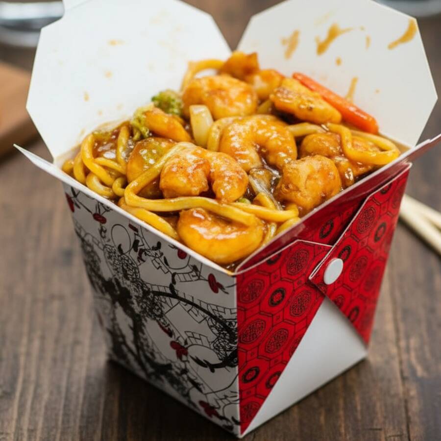 Macarrão, Camarão e Legumes