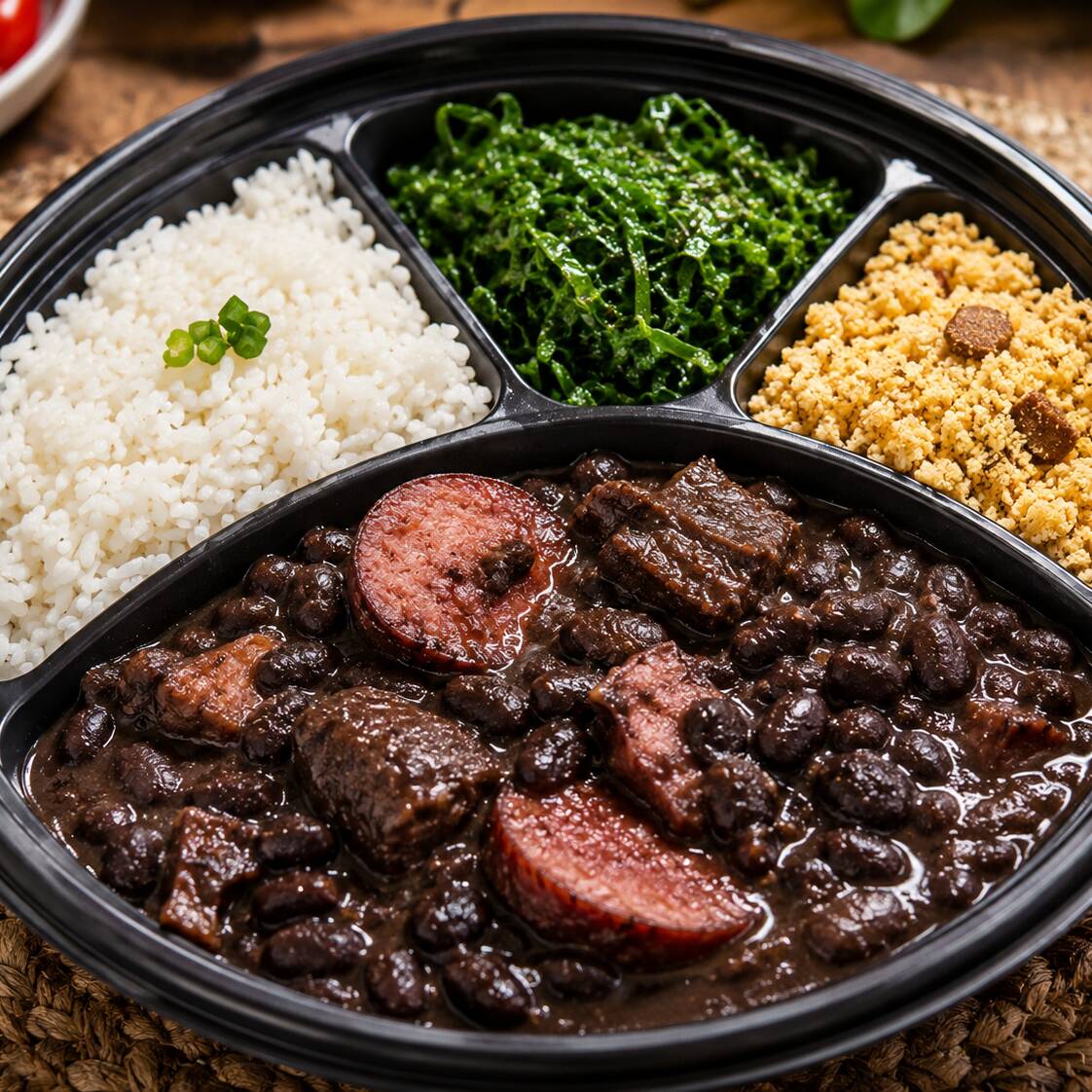 Feijoada,arroz,farofa e couve