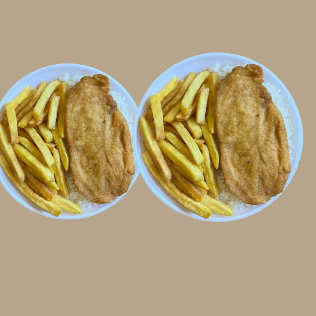 Marmita com delicioso filé de frango empanado na massa crocante acompanhado de arroz branco, feijão e Fritas.
Marmita indicada para 02 pessoas.
APROX. 500 GRAMAS CADA.