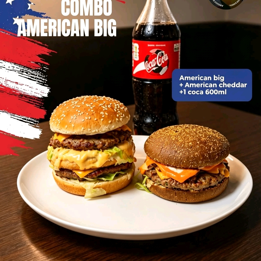 Combo American Big + American cheddar + Coca cola 600ml