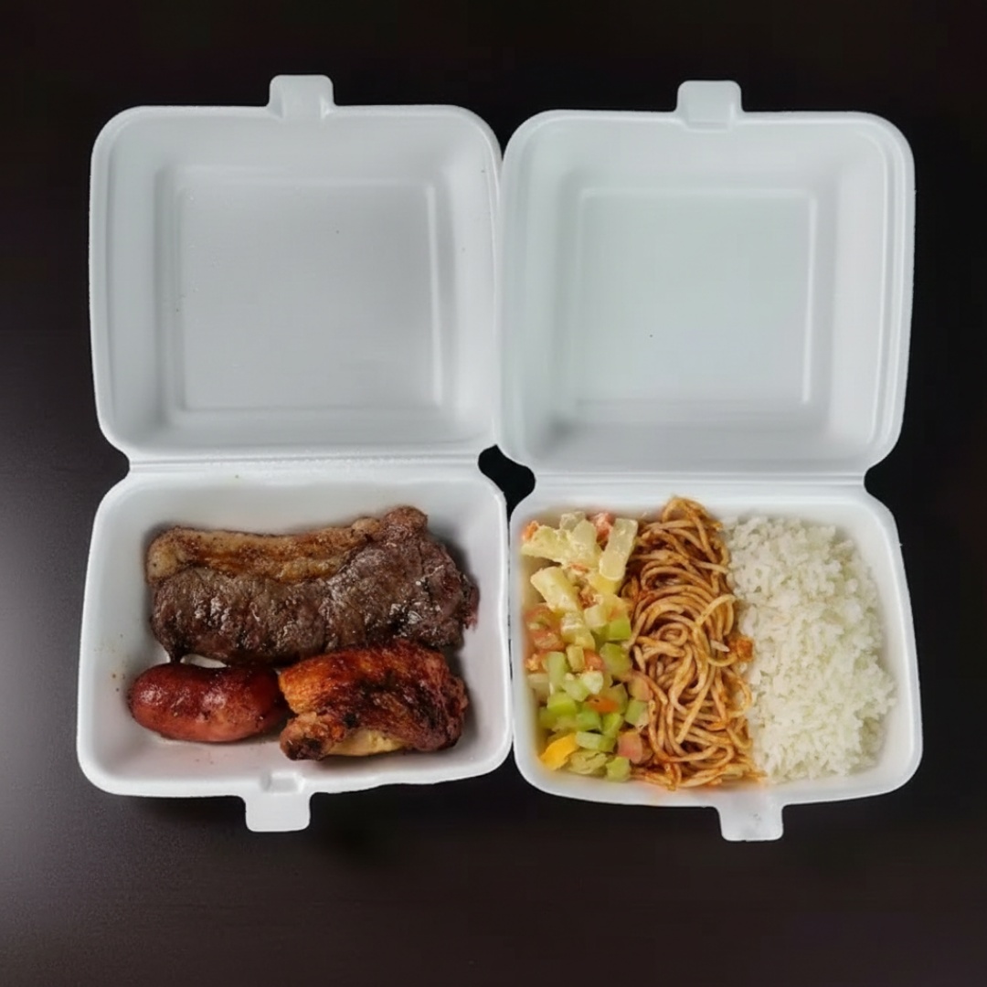 Feijão Tropeiro, Arroz Branco, Macarrão e vinagrete