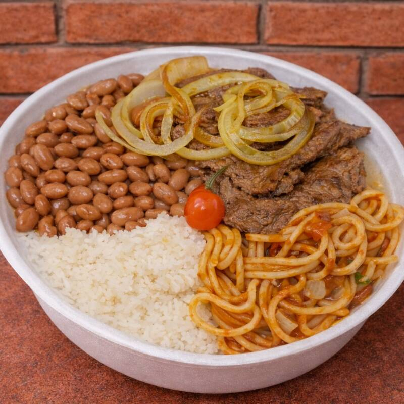 Feijão,Arroz,Macarrão,Farofa e Salada
