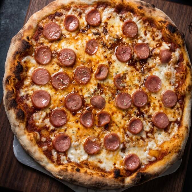 Pizza de Salchicha y Jamon