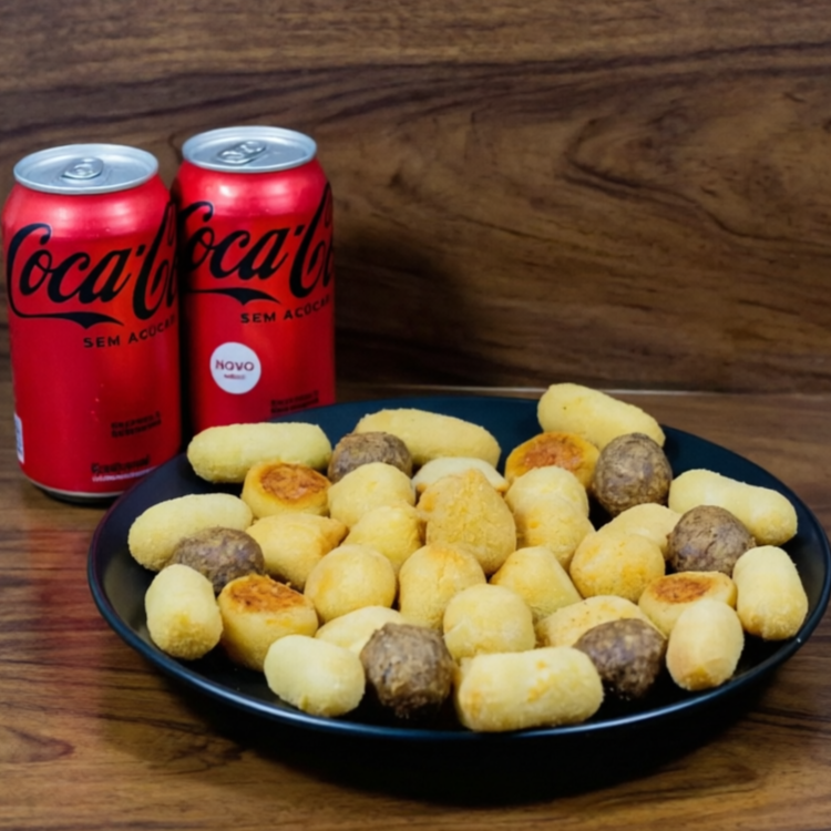 50 Salgadinhos Fritos Tradicionais: (Marque 1 Opção Para Cada 10 Salgados) Gratis 2 latinhas de refrigerante