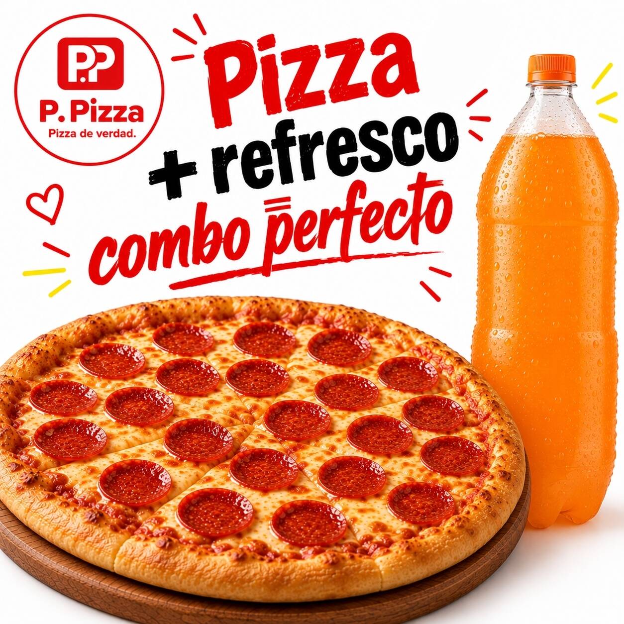 Pizza Grande + refresco 2 Lt.