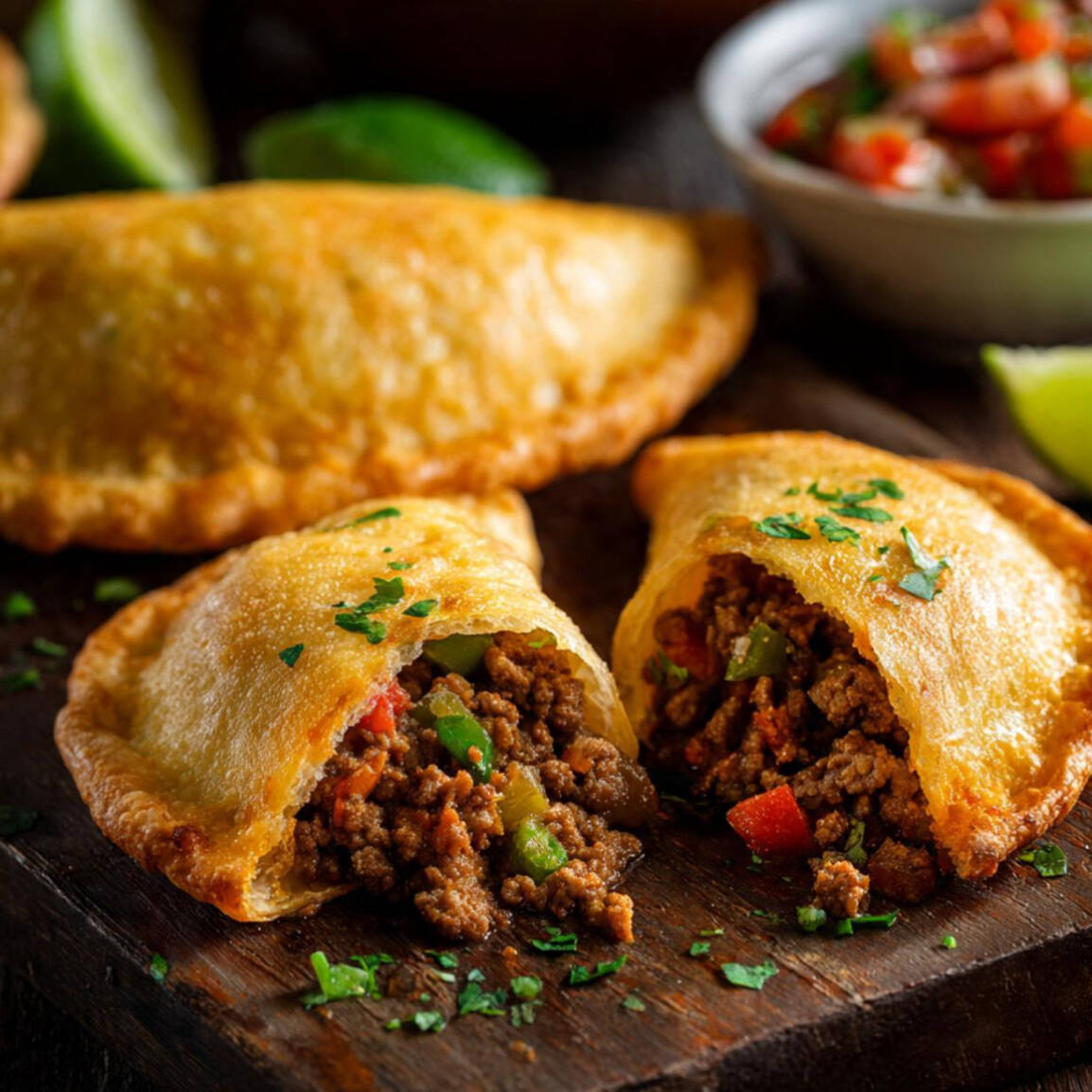 Empanada de Picadillo de Carne 1 PIEZA CON FRIJOLE