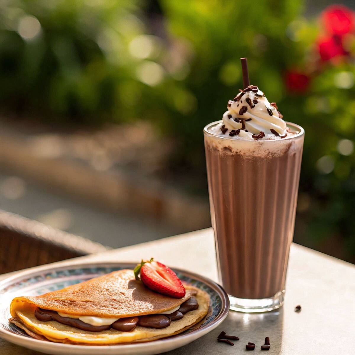 Crepa de Fresa con NUTELLA y Malteada de Chocolate