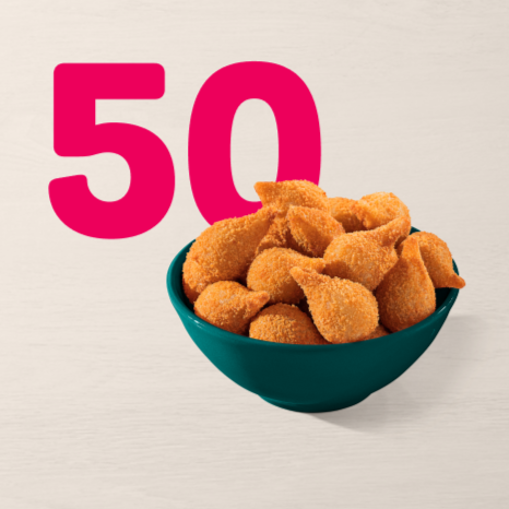 A Minicoxinha do Ragazzo é a definição de perfeição! Escolha 50 Minicoxinhas de qualquer sabor. Cuidado, recheio quente.