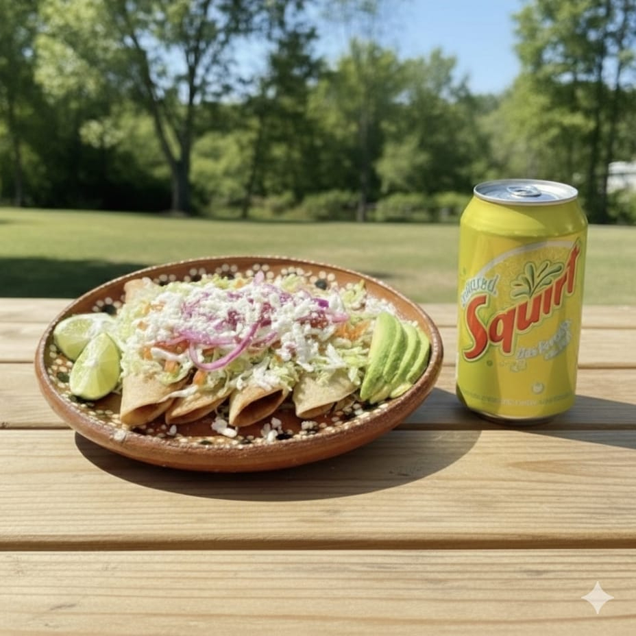 Combo 4, 3 Tacos Dorados y Refresco 355 ml