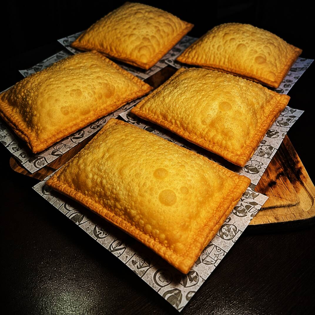 5 Pastéis (M - 18cm) + 2 Refri 600ml ou 2 Caldo de Cana 500ml.