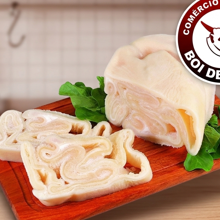 O bucho é uma iguaria saborosa e suculenta, ideal para ensopados e cozidos, com um sabor marcante.