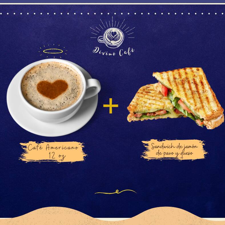 Combo Café y Sándwich de Jamón de Pavo y Queso