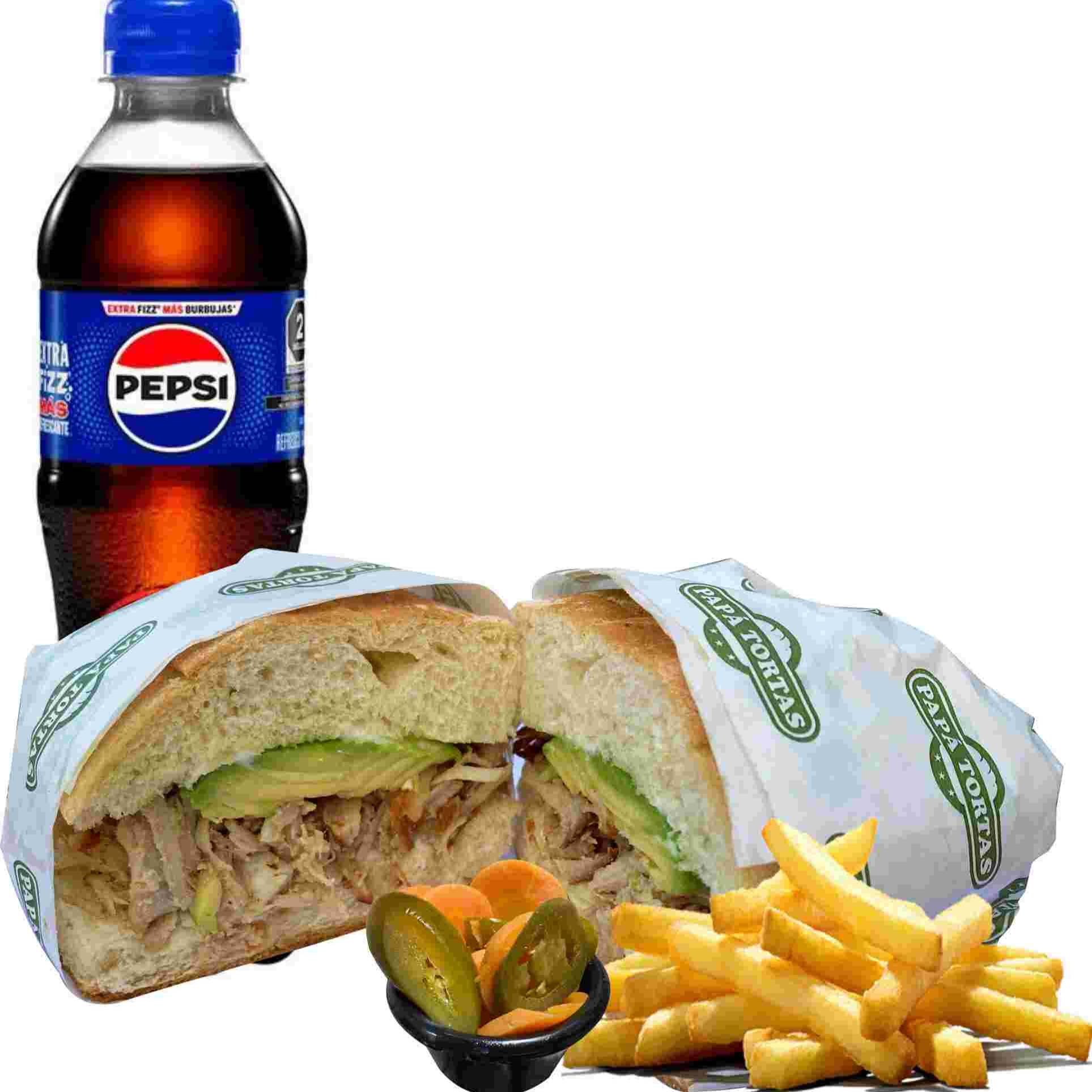 COMBO TRADICIONAL DE PIERNA + PEPSI 355 ML + PAPAS