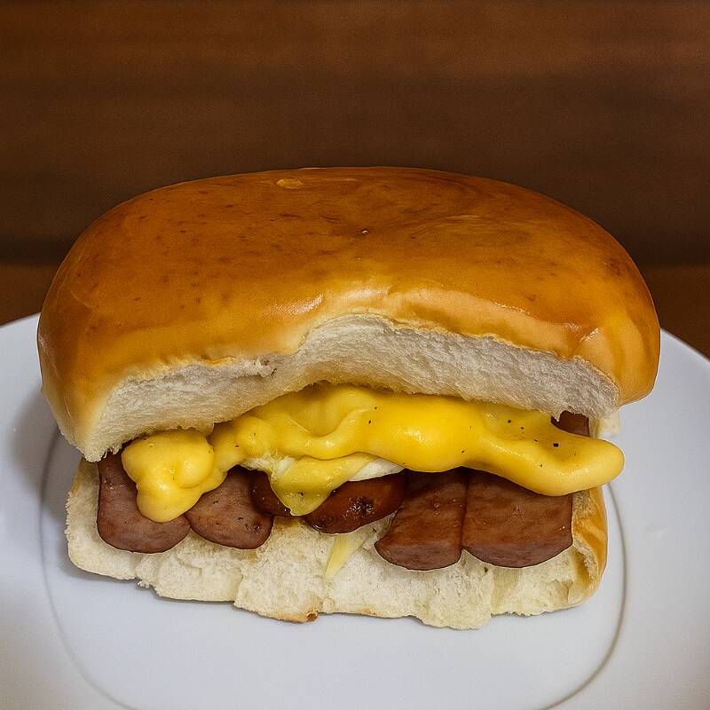 Feito com pão vita fresco, recheado com linguiça fina, ovo frito e queijo. Tudo servido num pão macio que realça cada mordida!
