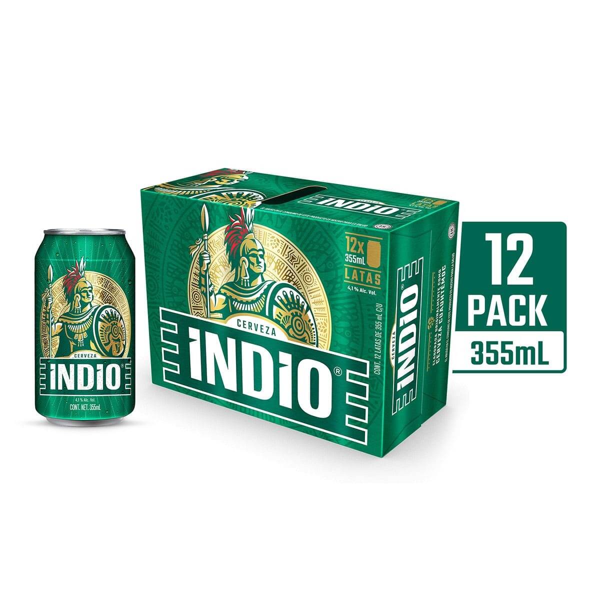 12 Pack Indio Lata 355ml c/u